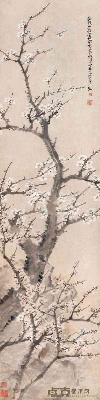 冯秀琨 红梅 立轴 143×36cm